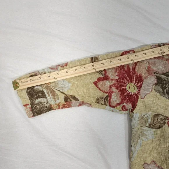 CHICO'S Floral Cardigan/Shirt Multicolor Size 1 (M)  3/4 Sleeves Button Up. - Picture 16 of 16